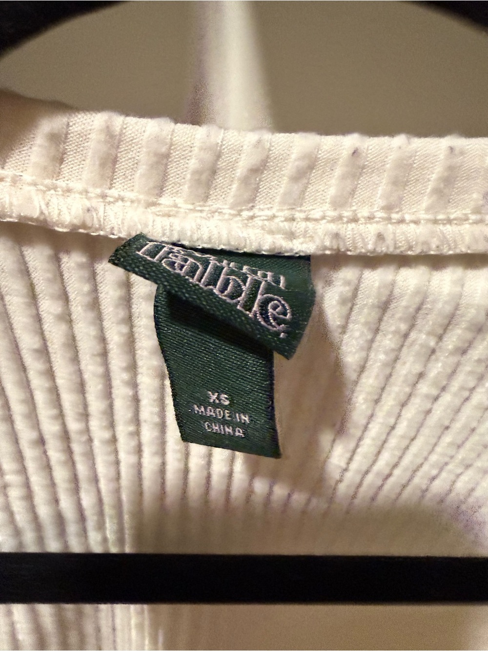 Talbots Cream Ribbed V-Neck Cropped Sweater - Picture 2 of 4